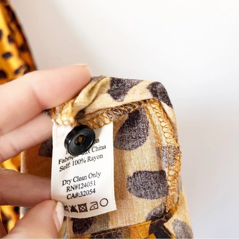 Anthropologie Porridge Vianne Leopard Print Maxi Shirt Dress Belted Button Down